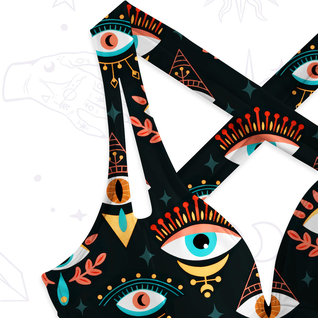 Purplehecate Mystical Evil Eye Pattern One-Piece Swimsuit