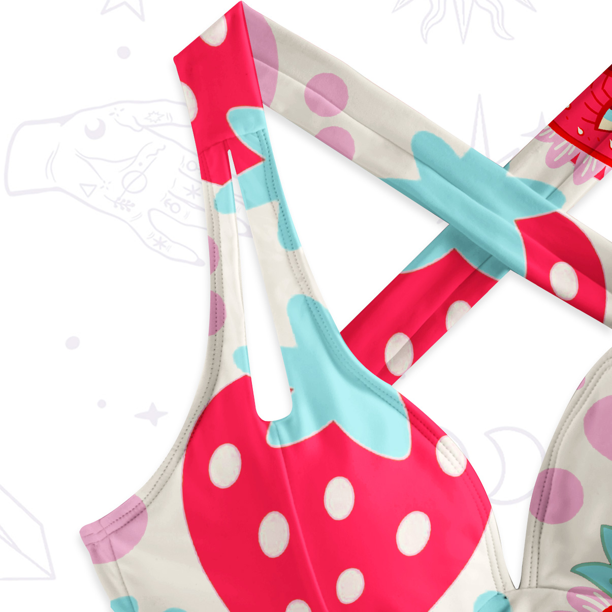 Purplehecate Whimsical Strawberry Hearts One-Piece Swimsuit