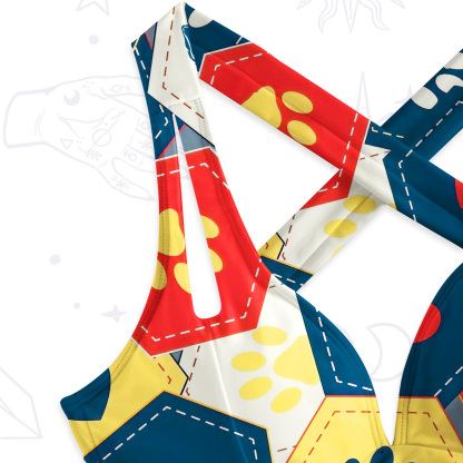 Purplehecate Whimsical Cat Paw Love One-Piece Swimsuit