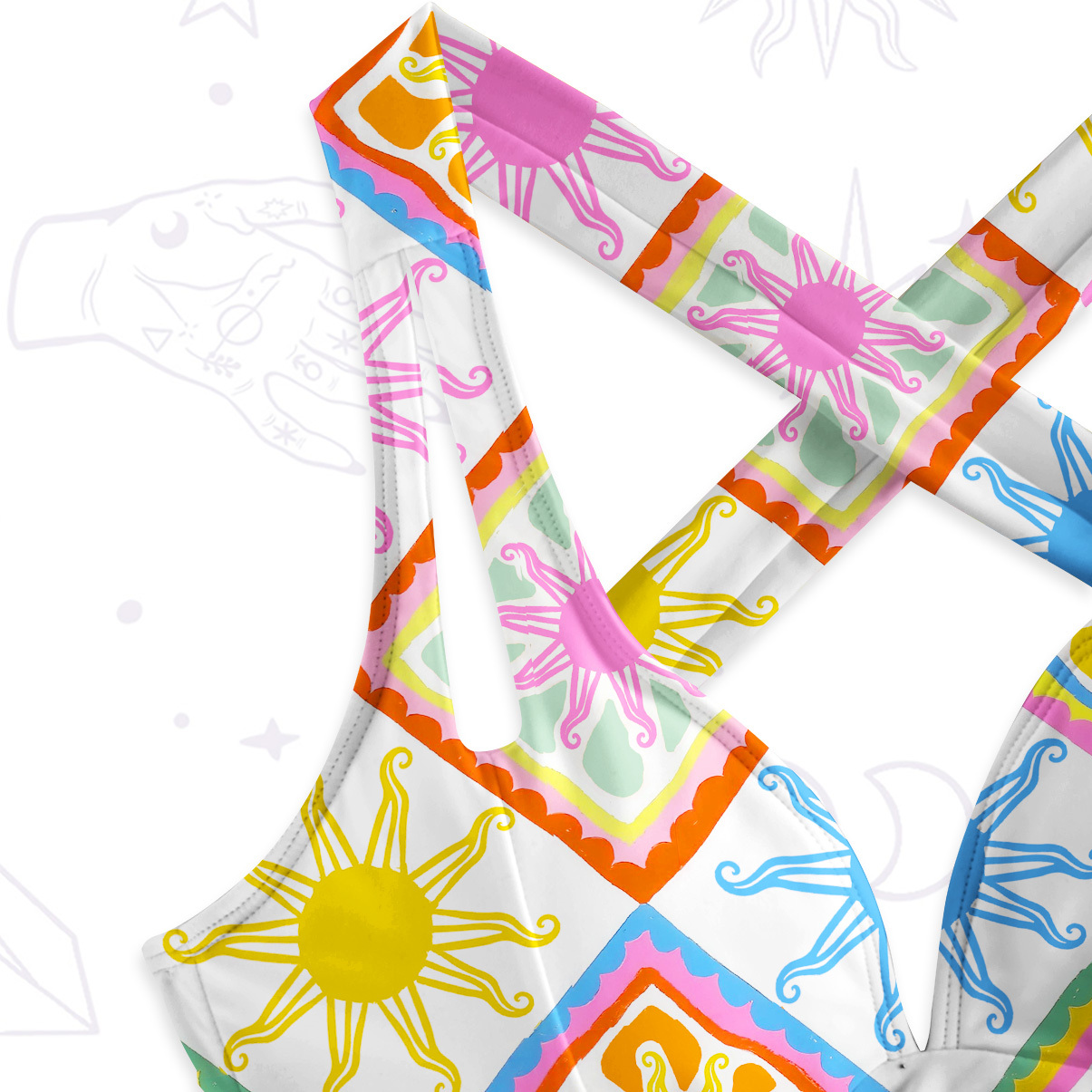 Purplehecate Colorful Sunshine Patchwork One-Piece Swimsuit