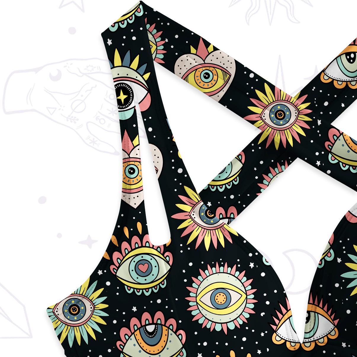 Purplehecate Evil Eye Pattern One-Piece Swimsuit