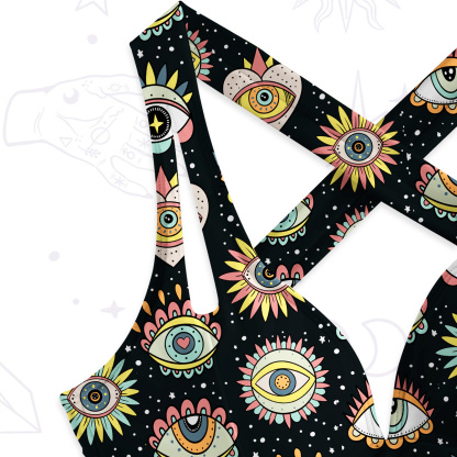 Purplehecate Evil Eye Pattern One-Piece Swimsuit