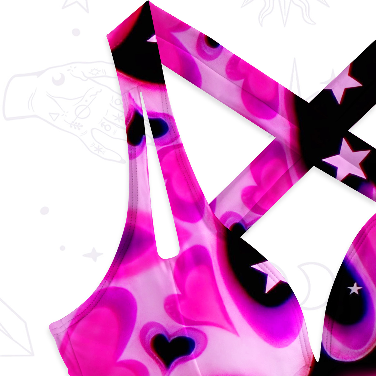 Purplehecate Cosmic Hearts and Stars One-Piece Swimsuit