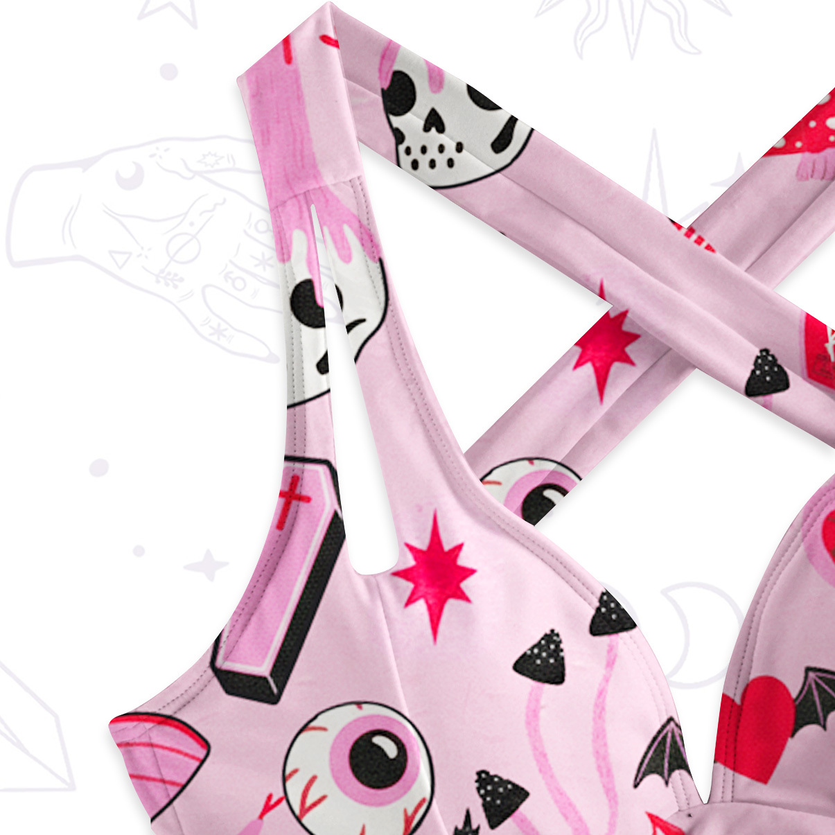 Purplehecate Black Cat Witchy Pink One-Piece Swimsuit