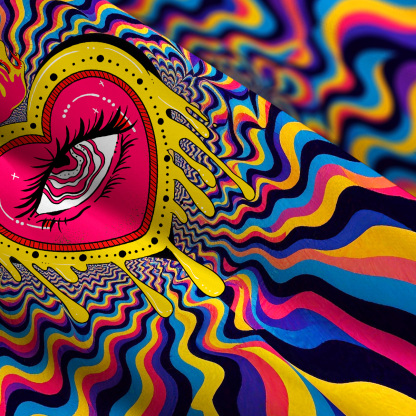 Purplehecate Trippy Heart Flame Wide Straps Maxi Dress