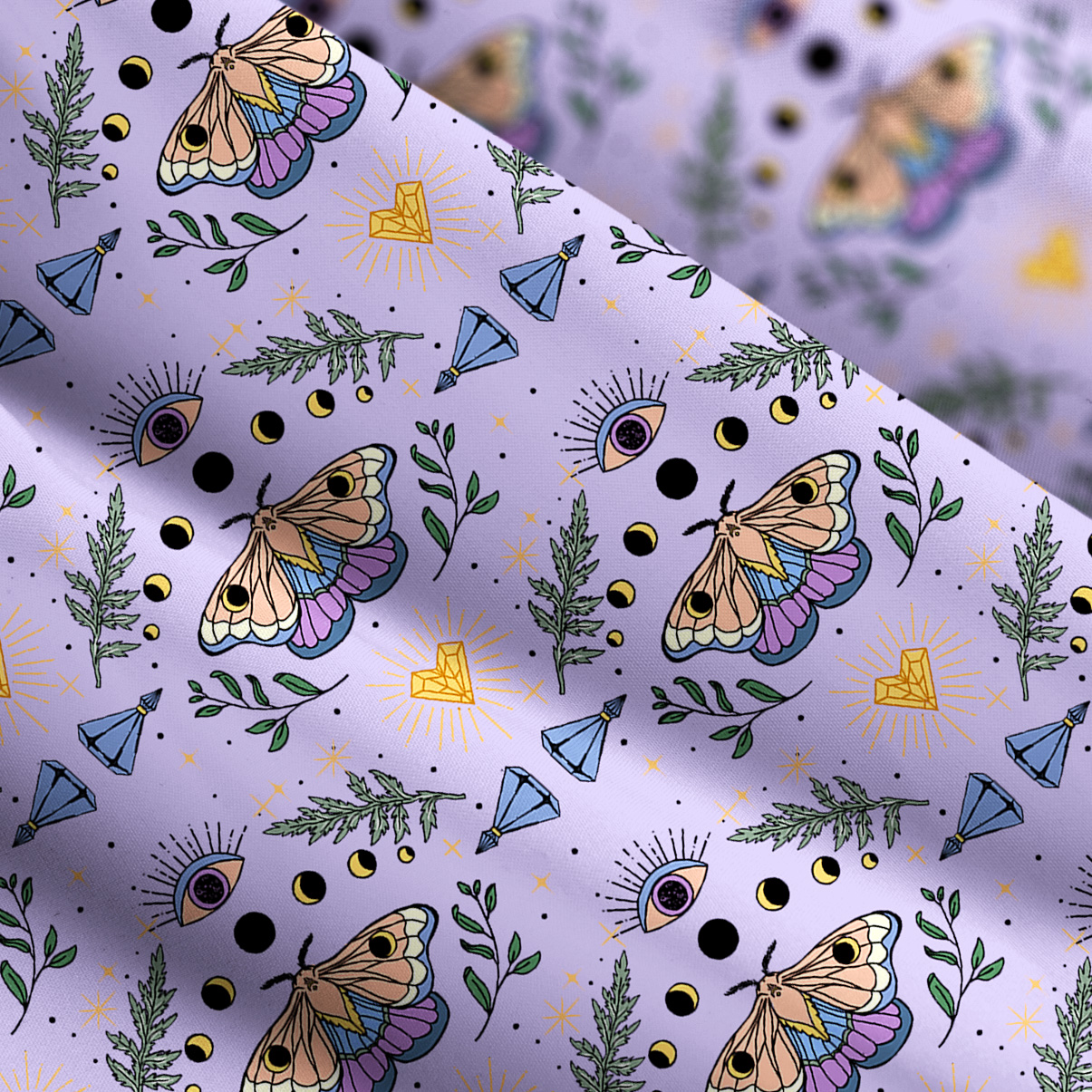 Purplehecate Luna Moth Witch Wide Straps Maxi Dress