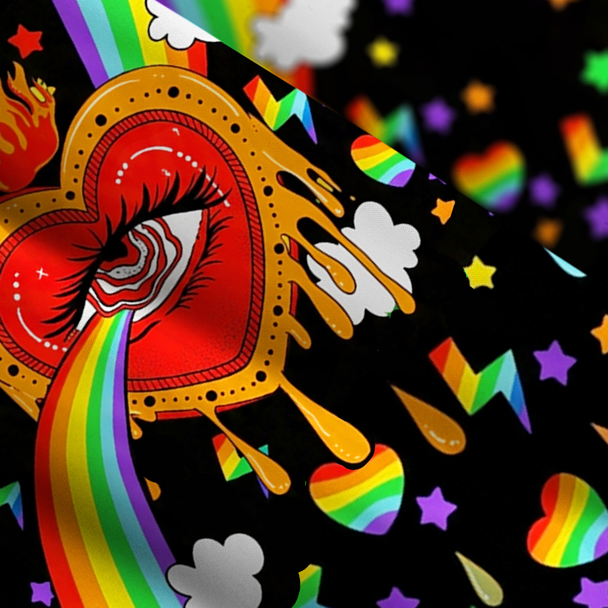 Purplehecate Rainbow Sacred Heart All Seeing Eye Pride Wide Straps Maxi Dress