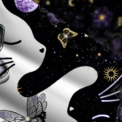 Purplehecate Starlit Cats & Butterflies Wide Straps Maxi Dress