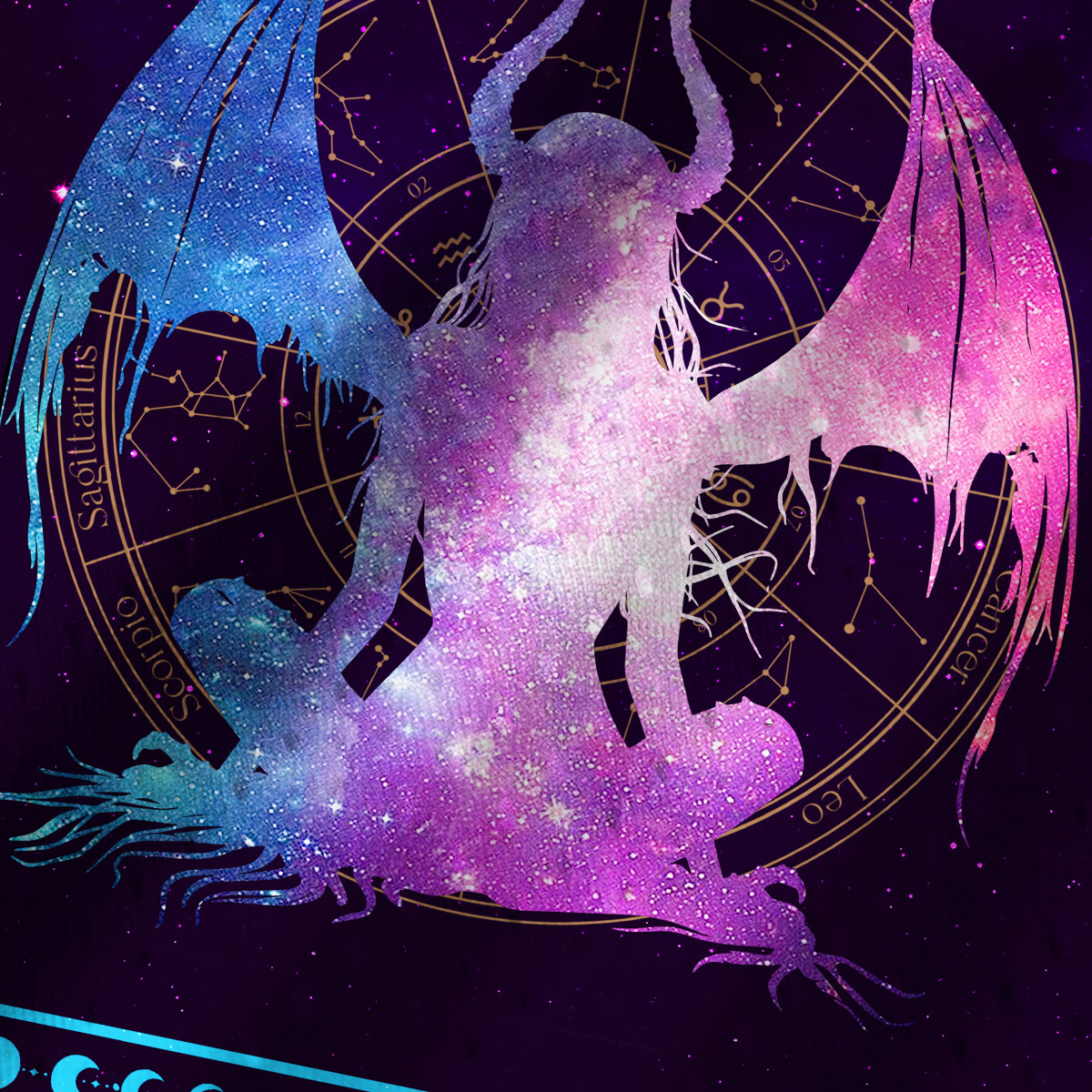 Purplehecate Pastel Goth Horned Demon Zodiac Mesh Jersey Tank Top