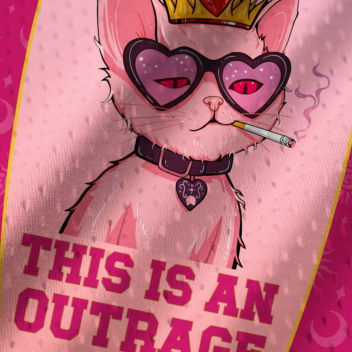 Purplehecate Bad Attitude Pink Cat Smoking Queen Mesh Jersey Tank Top