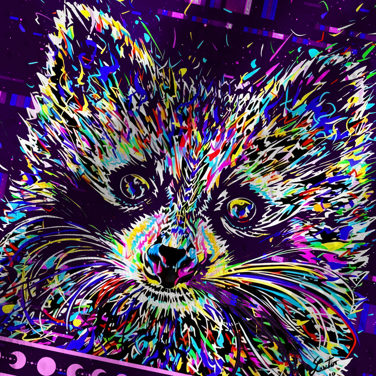 Purplehecate Neon Punk Raccoon Mesh Jersey Tank Top