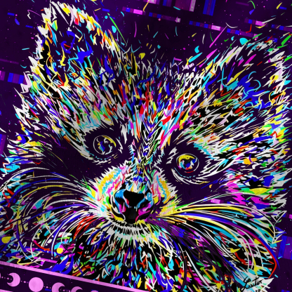 Purplehecate Neon Punk Raccoon Mesh Jersey Tank Top