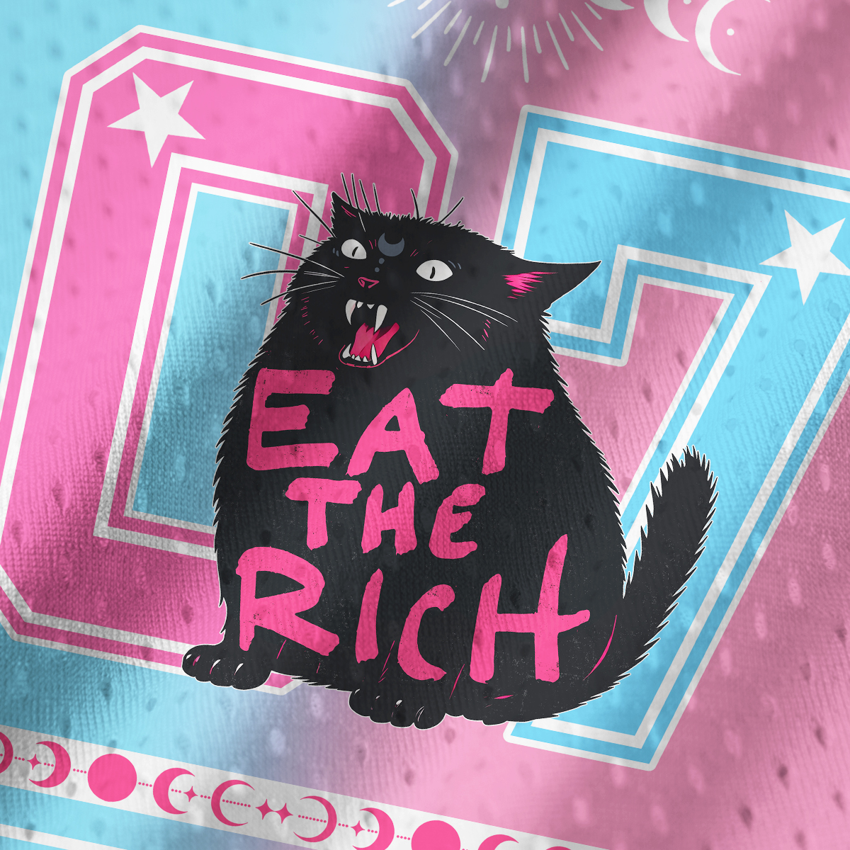 Purplehecate Eat The Rich Cat Mesh Jersey Tank Top