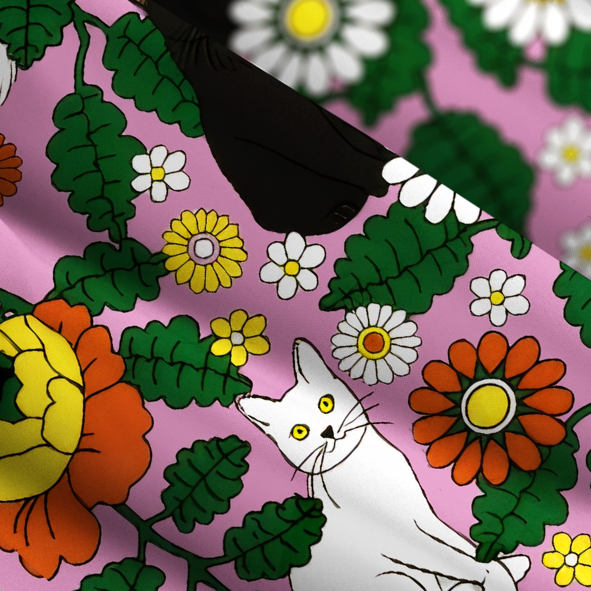 Purplehecate Daisy Cat  Garden Wide Straps Maxi Dress