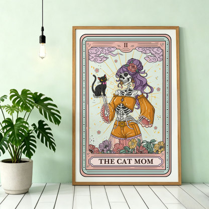 Purplehecate The Skeleton Cat Mom Tarot Card Unframed Poster