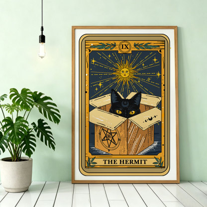 Purplehecate The Hermit Cat Tarot Card Unframed Poster