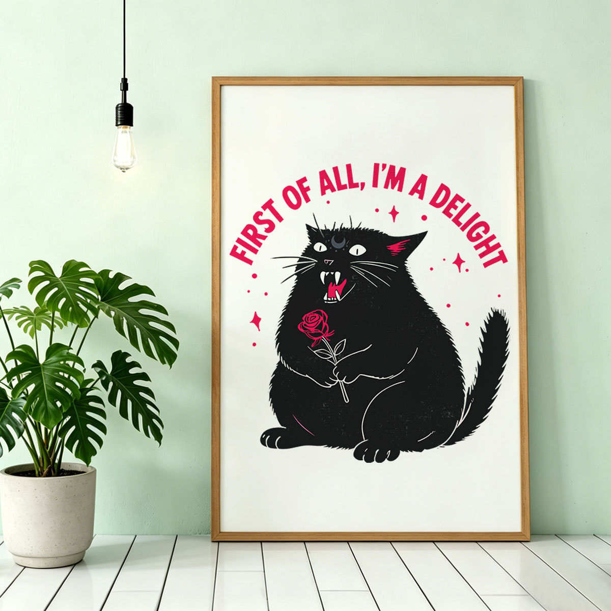 Purplehecate First Of All I'm A Delight Cat Unframed Poster