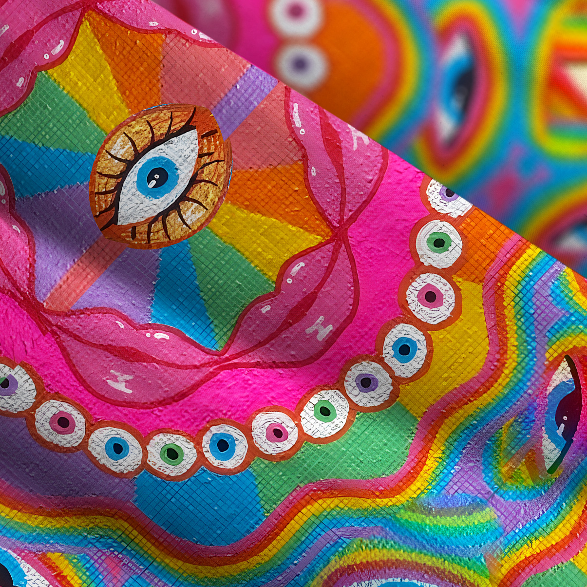 Purplehecate Chromatic Dreamwave Eye Wide Straps Maxi Dress