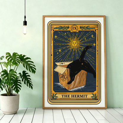 Purplehecate The Cardboard Hermit Cat Tarot Unframed Poster