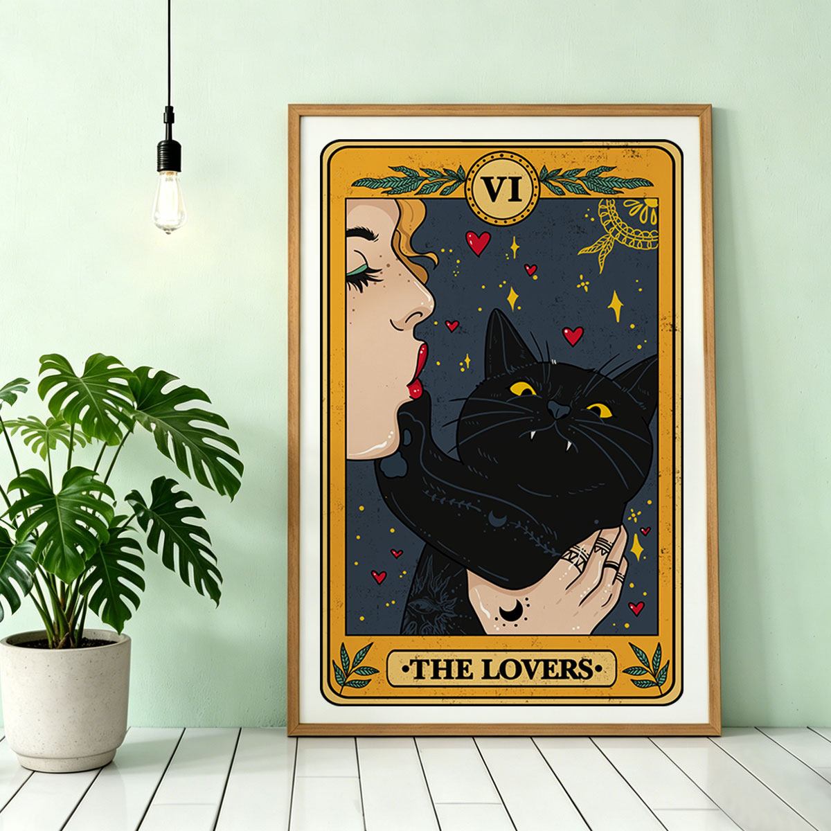 Purplehecate The Lovers Cat Tarot Unframed Poster