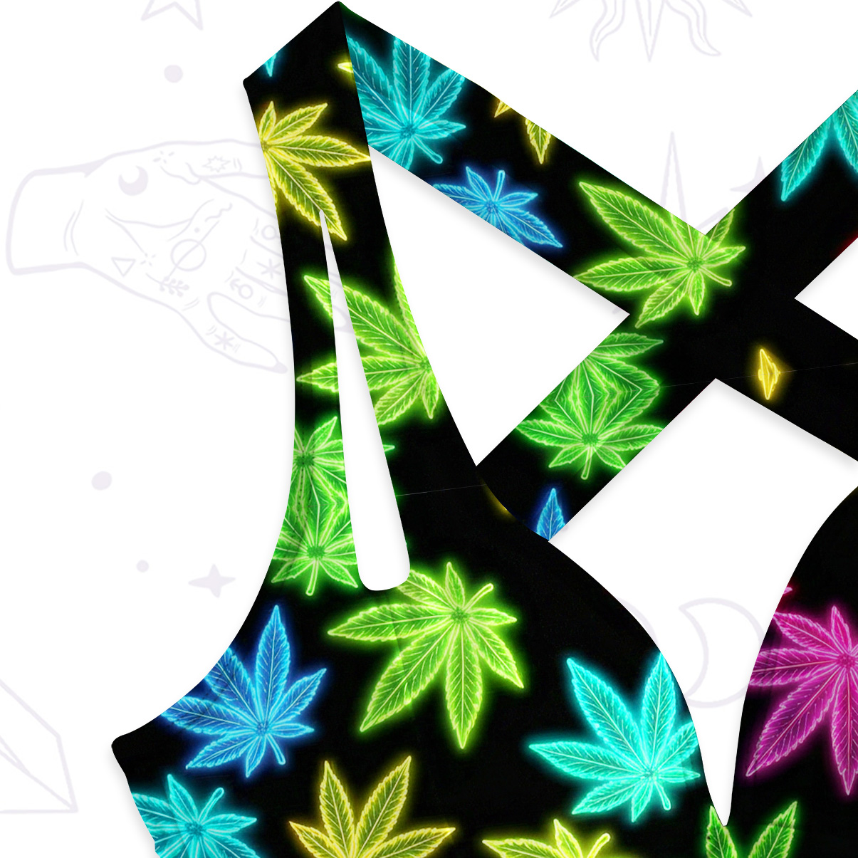 Purplehecate Trippy Weed One-Piece Swimsuit