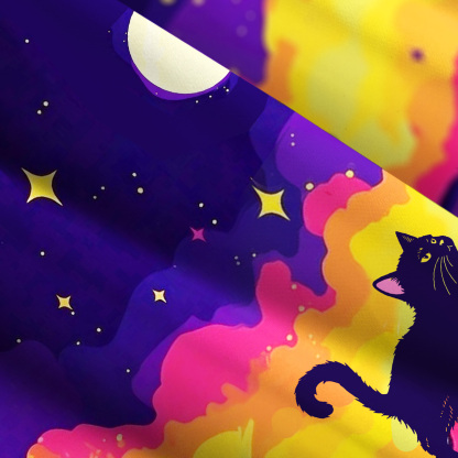 Purplehecate Midnight Cosmic Cat Fantasy Wide Straps Maxi Dress