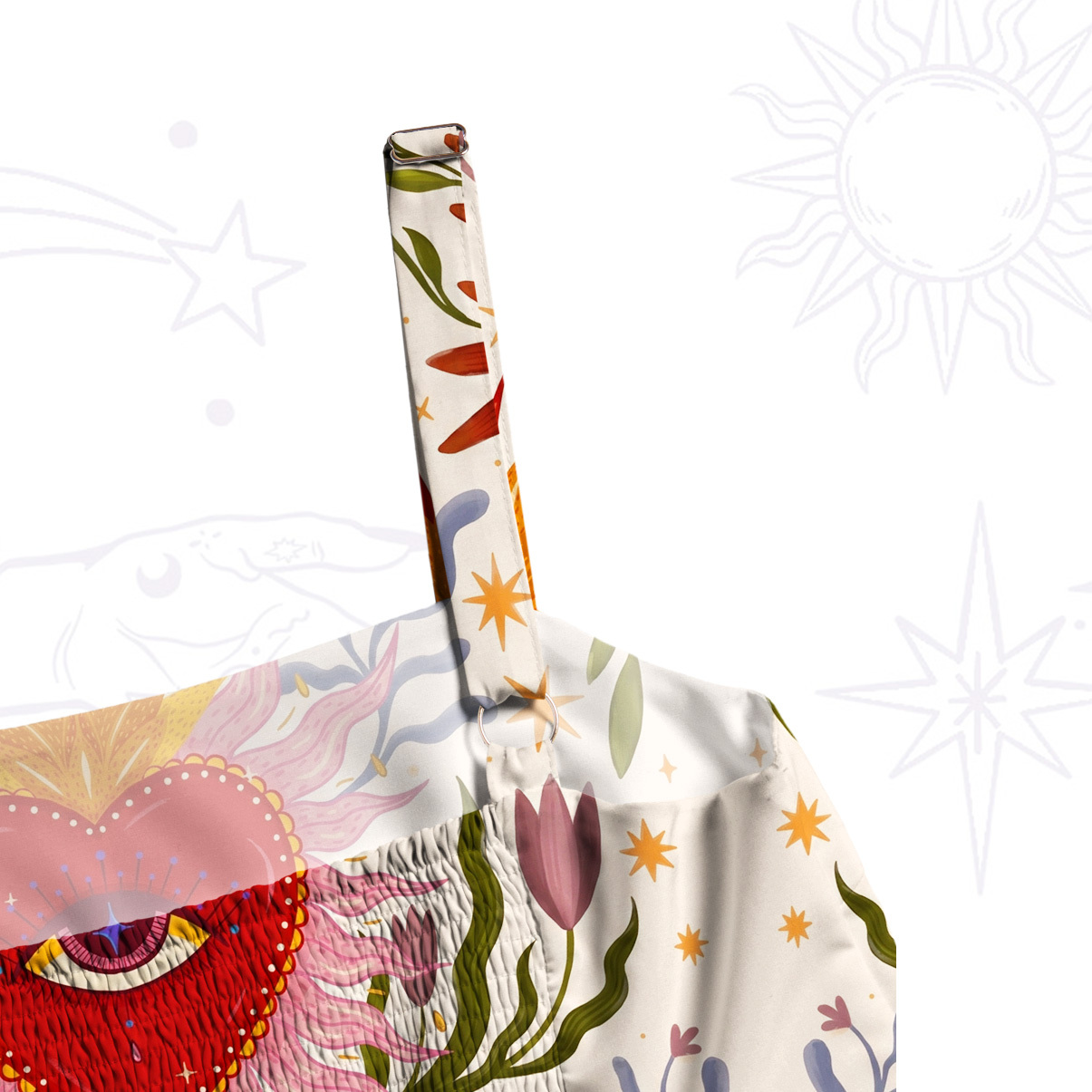 Purplehecate Sacred Flame Heart Wide Straps Maxi Dress