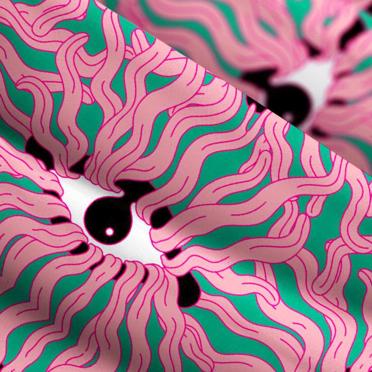 Purplehecate Psychedelic Wave Eyes Wide Straps Maxi Dress