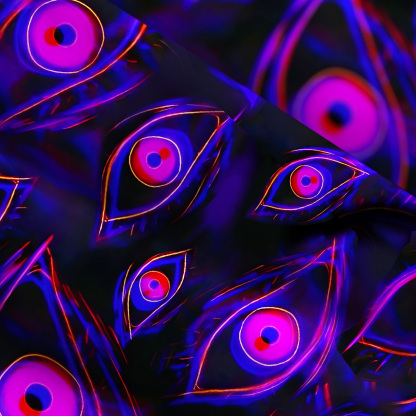 Purplehecate Psychedelic Eyes Wide Straps Maxi Dress