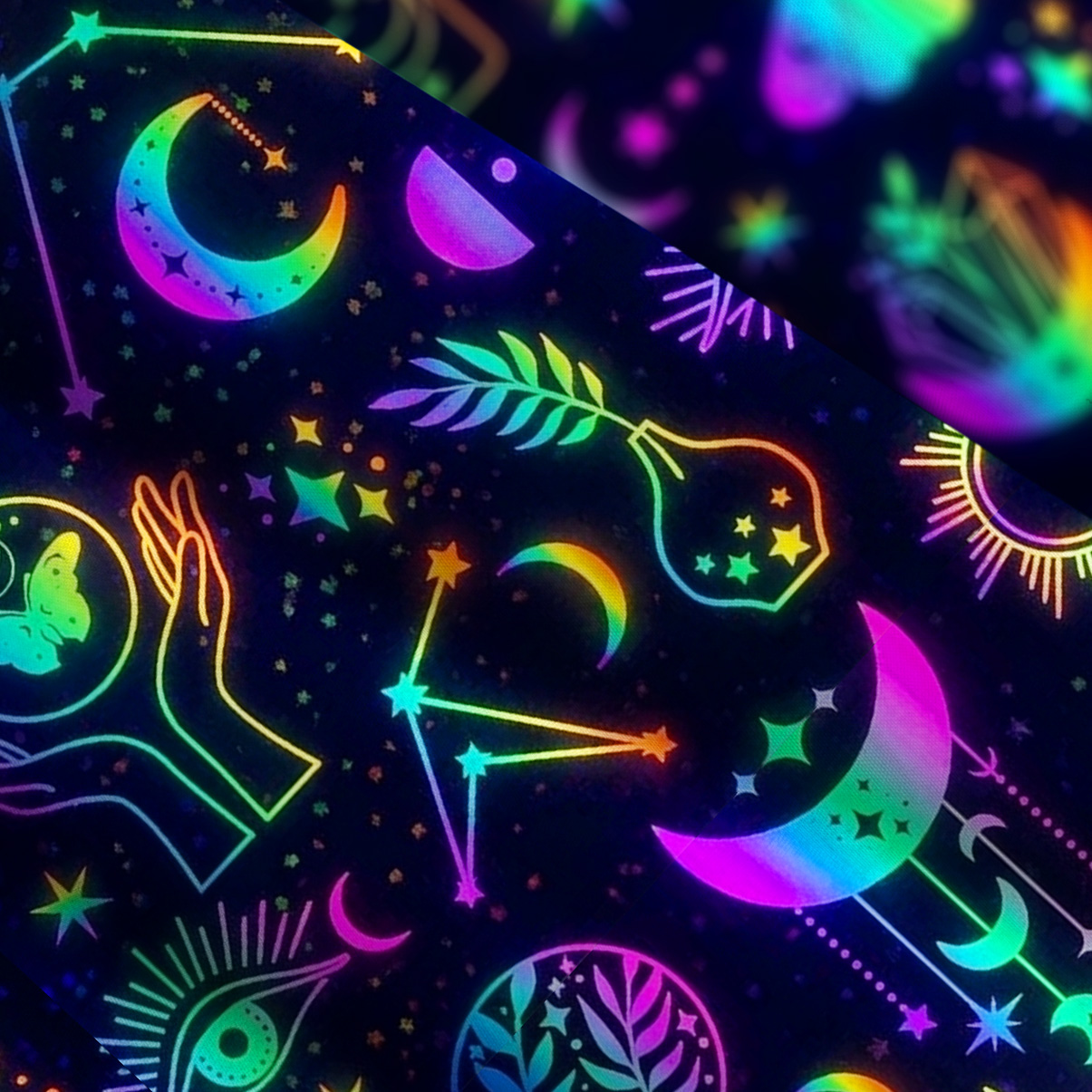 Purplehecate Blacklight Butterfly Wide Straps Maxi Dress