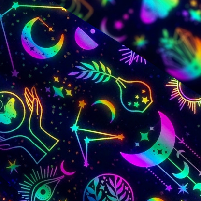 Purplehecate Blacklight Butterfly Wide Straps Maxi Dress