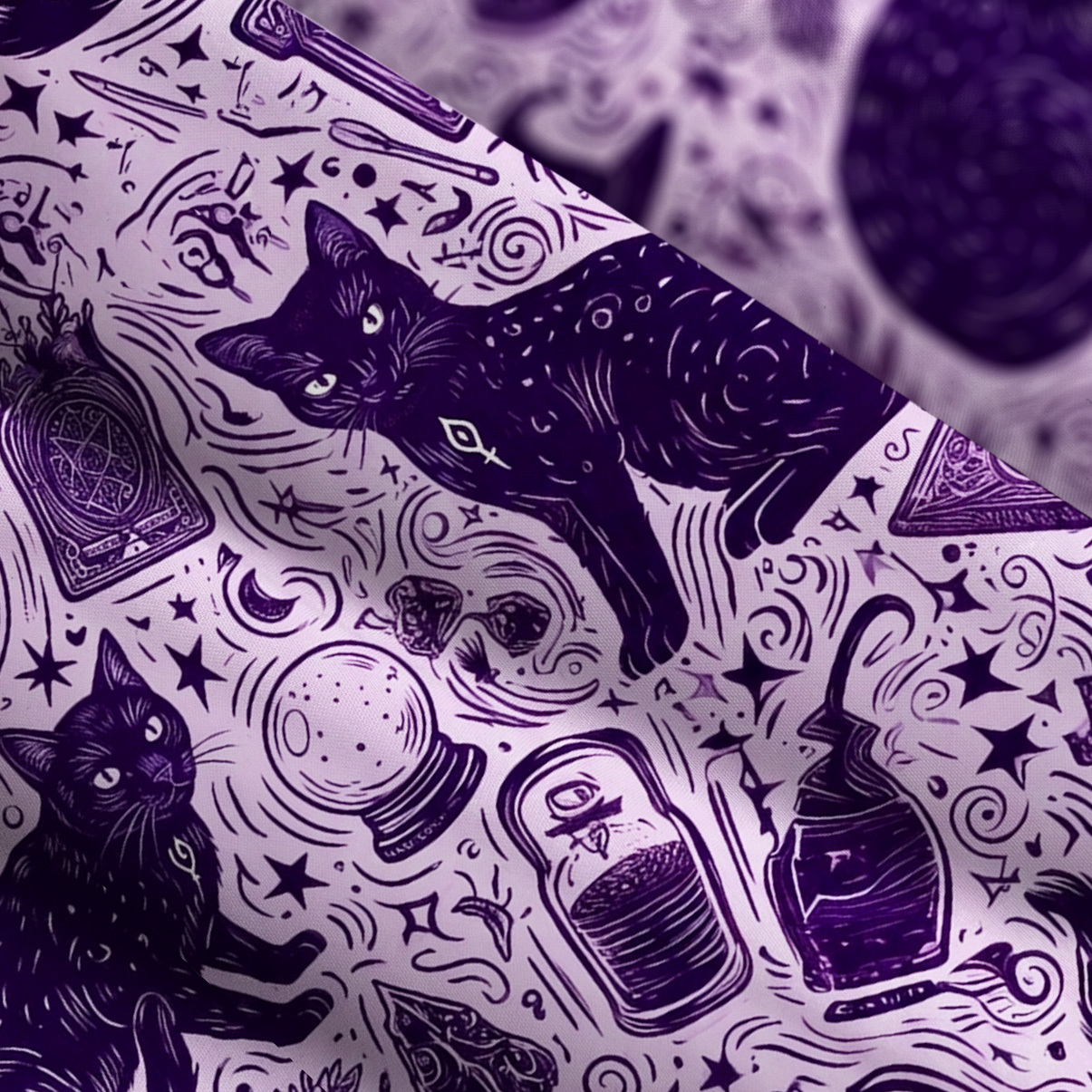 Purplehecate Midnight Black Cat Witch Potion Wide Straps Maxi Dress