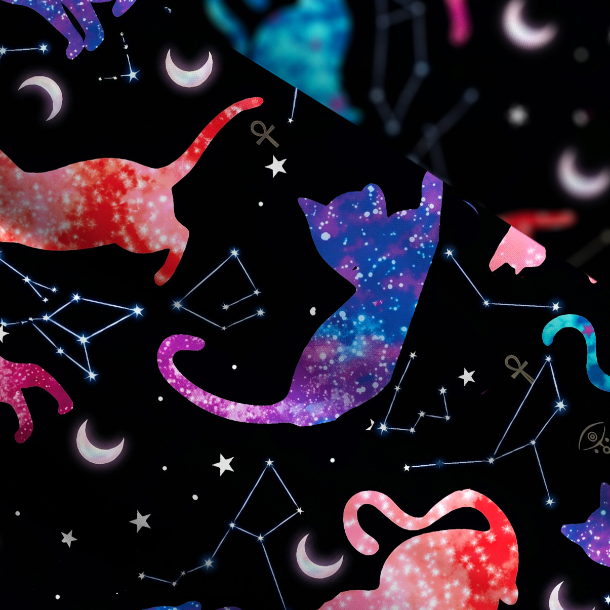 Purplehecate Zodiac Cats Wide Straps Maxi Dress