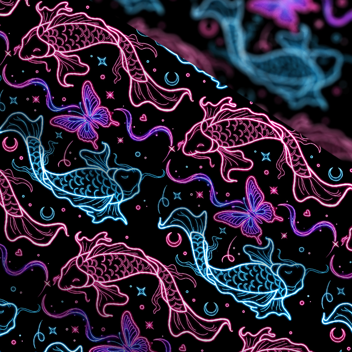 Purplehecate Neon Zodiac Pisces Wide Straps Maxi Dress