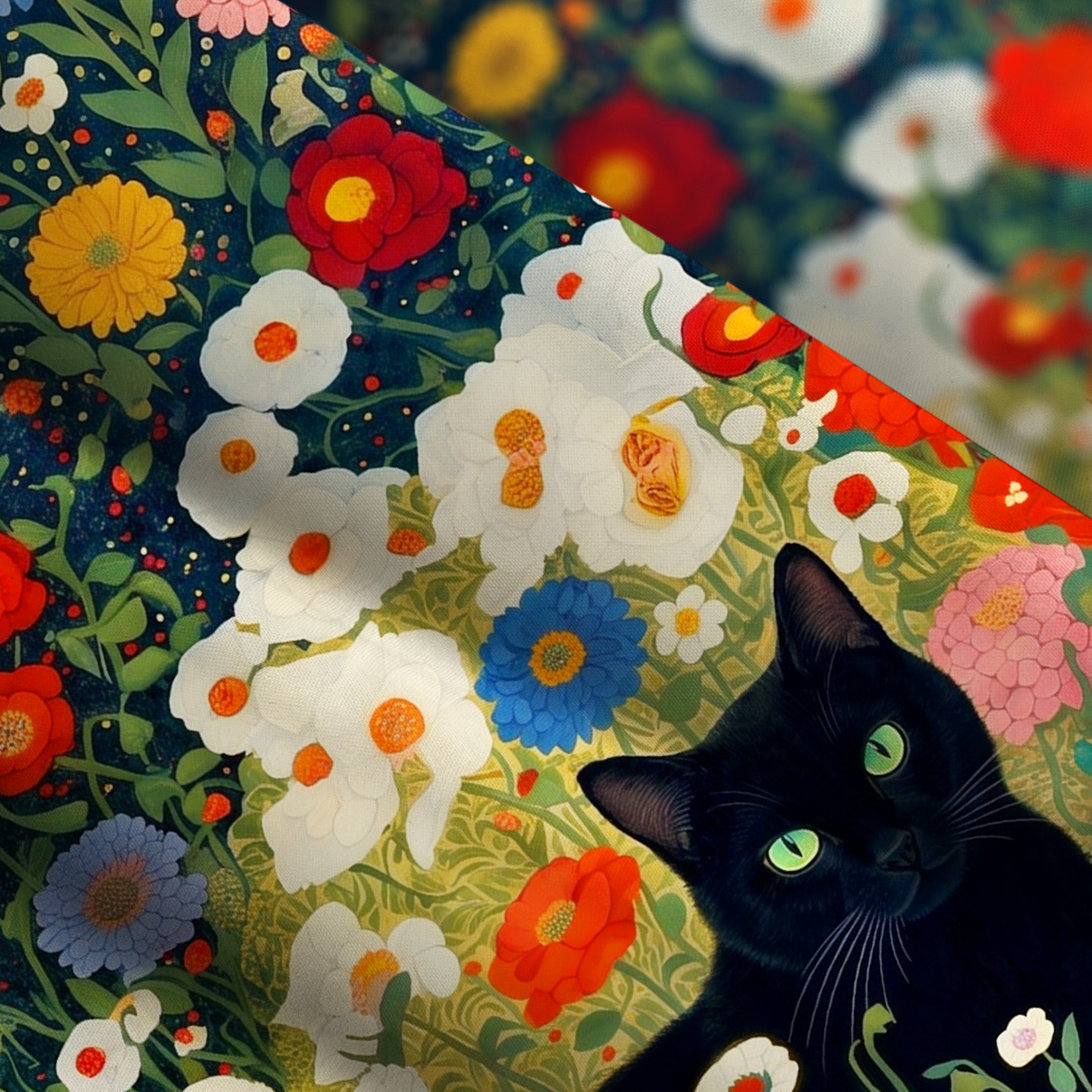 Purplehecate Vintage The Cat in Bloom Wide Straps Maxi Dress