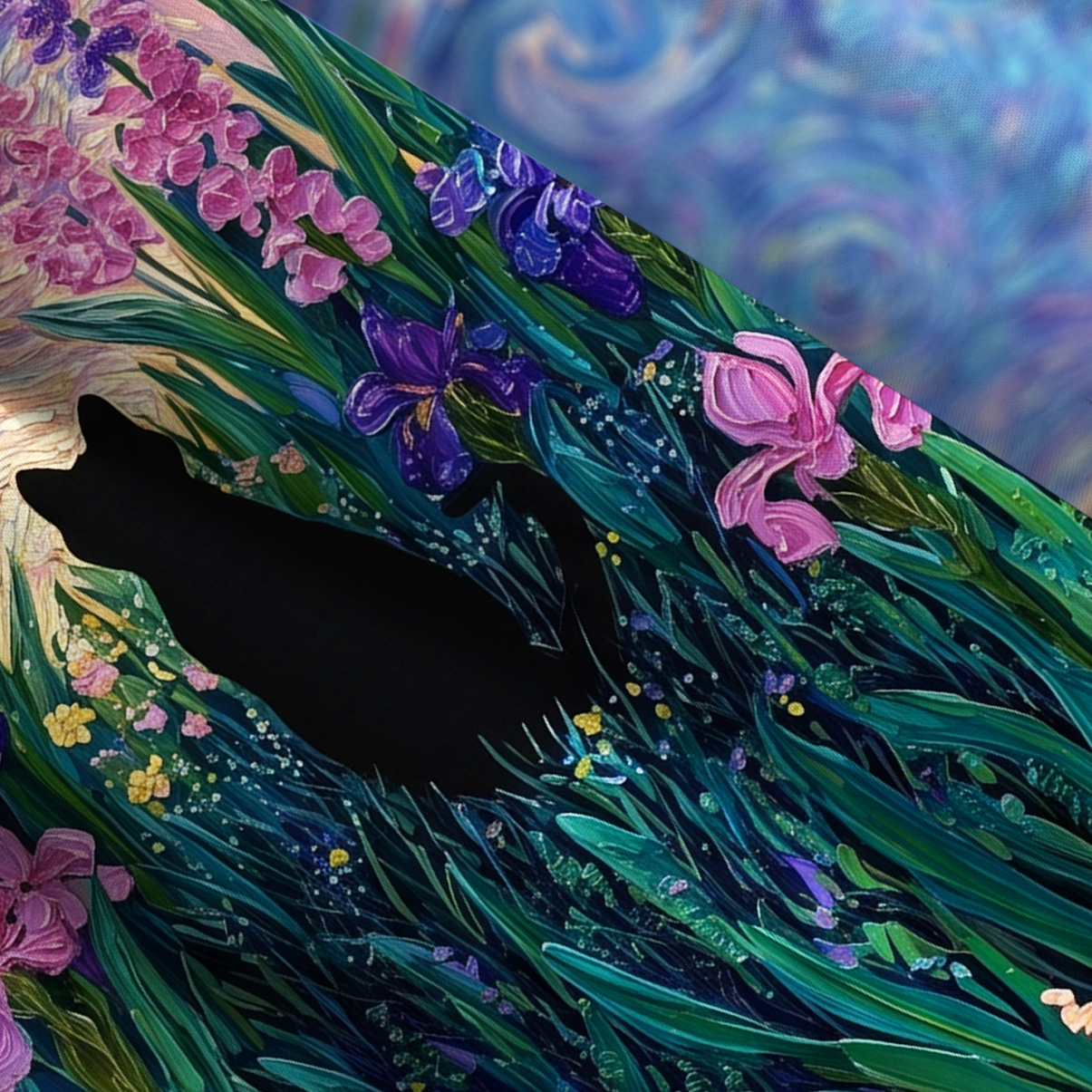 Purplehecate Starry Mystic Night Garden Cat Wide Straps Maxi Dress