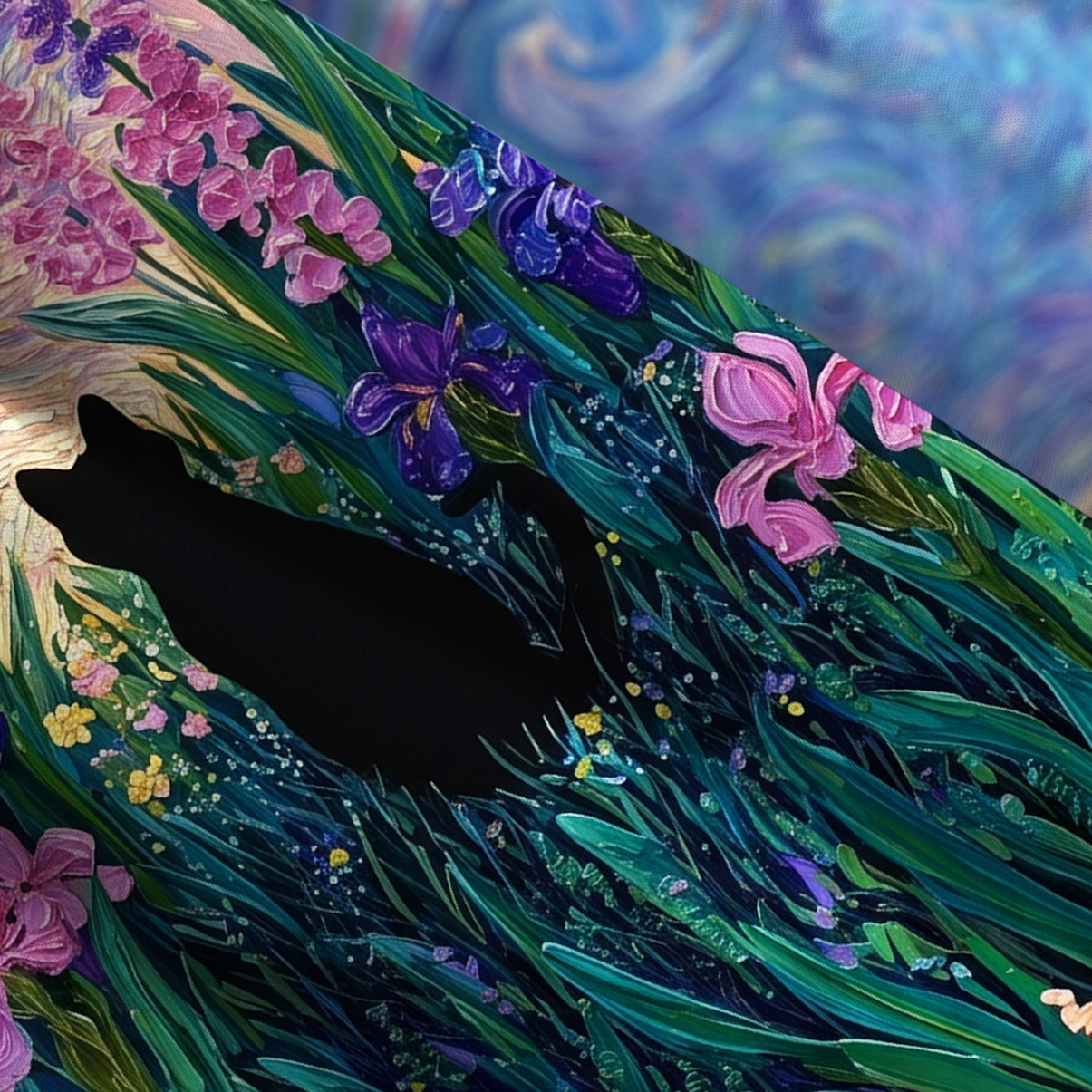 Purplehecate Starry Mystic Night Garden Cat Wide Straps Maxi Dress