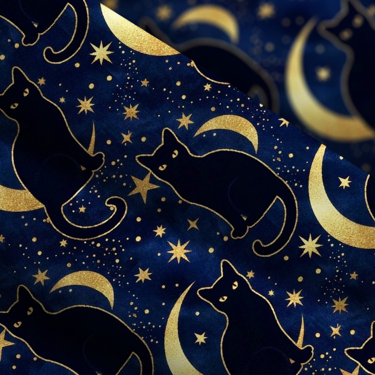 Purplehecate Starry Moon & Black Cat Wide Straps Maxi Dress