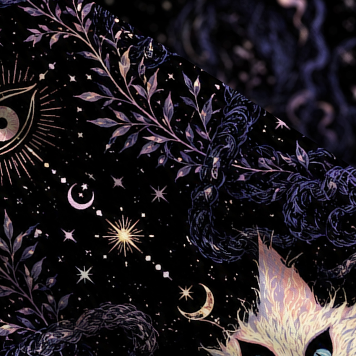Purplehecate Moon Phase Oracle Cat Wide Straps Maxi Dress