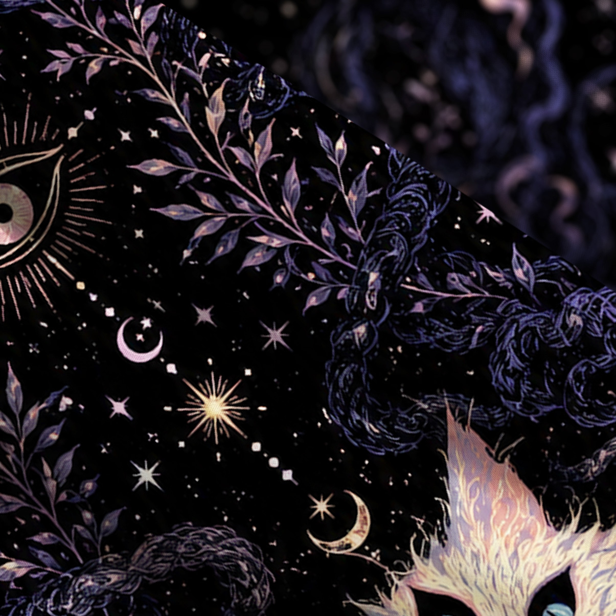 Purplehecate Moon Phase Oracle Cat Wide Straps Maxi Dress