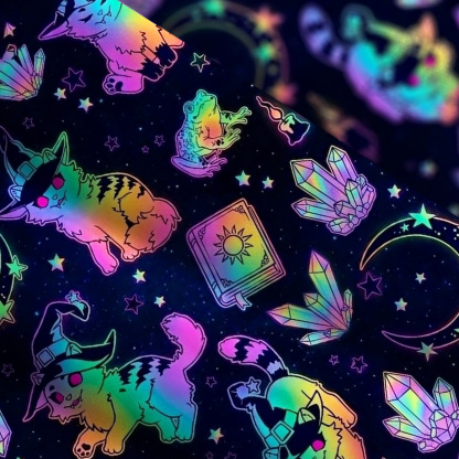 Purplehecate Neon Moon Magic Cat Wide Straps Maxi Dress