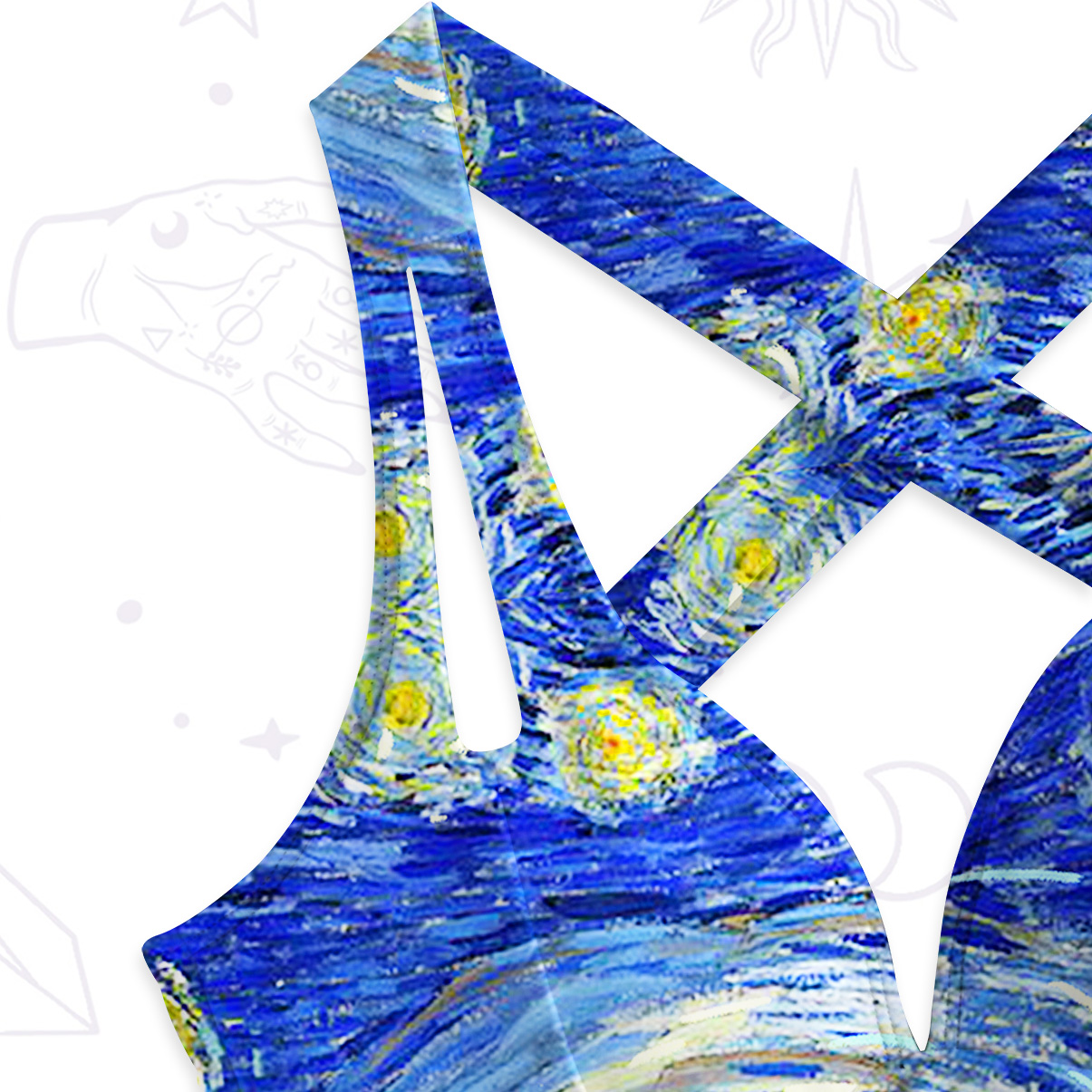 Purplehecate Witch Cat Under the Starry Night One-Piece Swimsuit