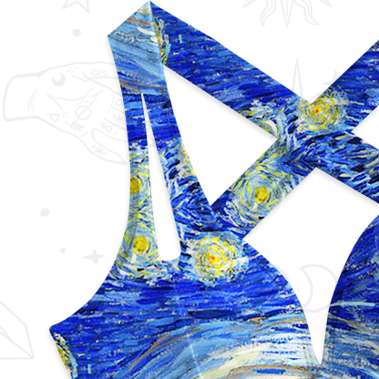 Purplehecate Witch Cat Under the Starry Night One-Piece Swimsuit