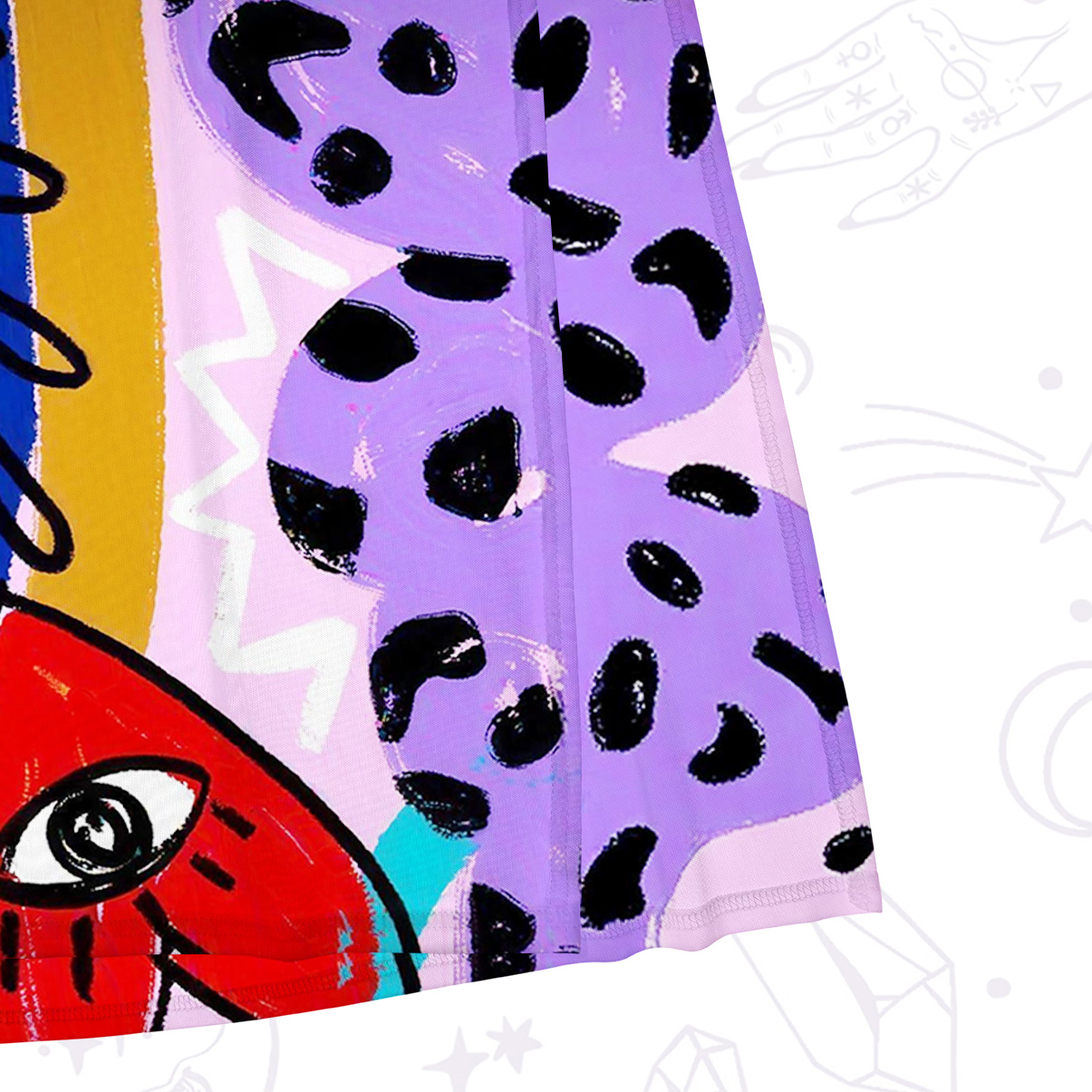 Purplehecate Cosmic Love Eyes Graffiti Mesh Maxi Tank Beach Dress