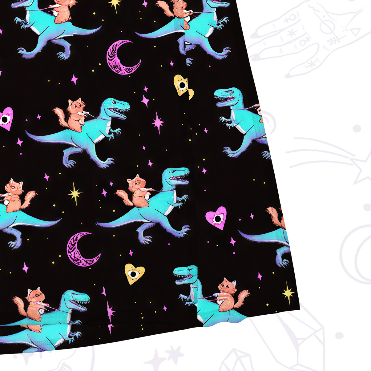 Purplehecate Witch Cat Rides the Dino Mesh Maxi Tank Beach Dress