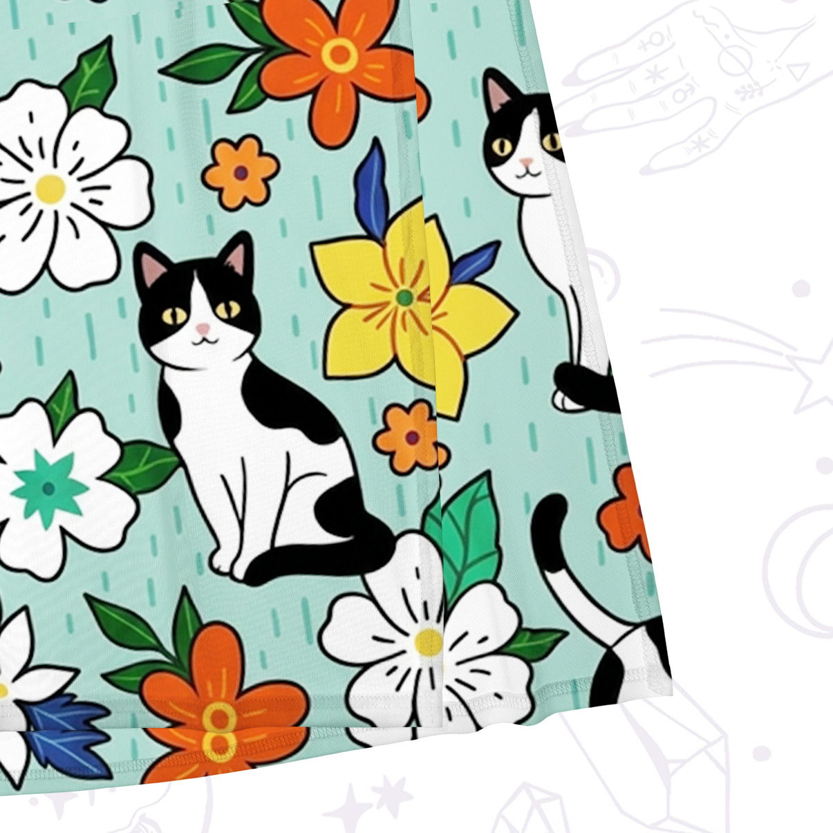 Purplehecate Enchanted Spring Whispering Cat Mesh Maxi Tank Beach Dress