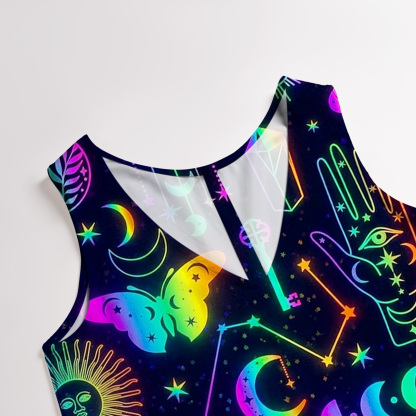 Purplehecate Blacklight Butterfly Wide Leg Jumpsuit