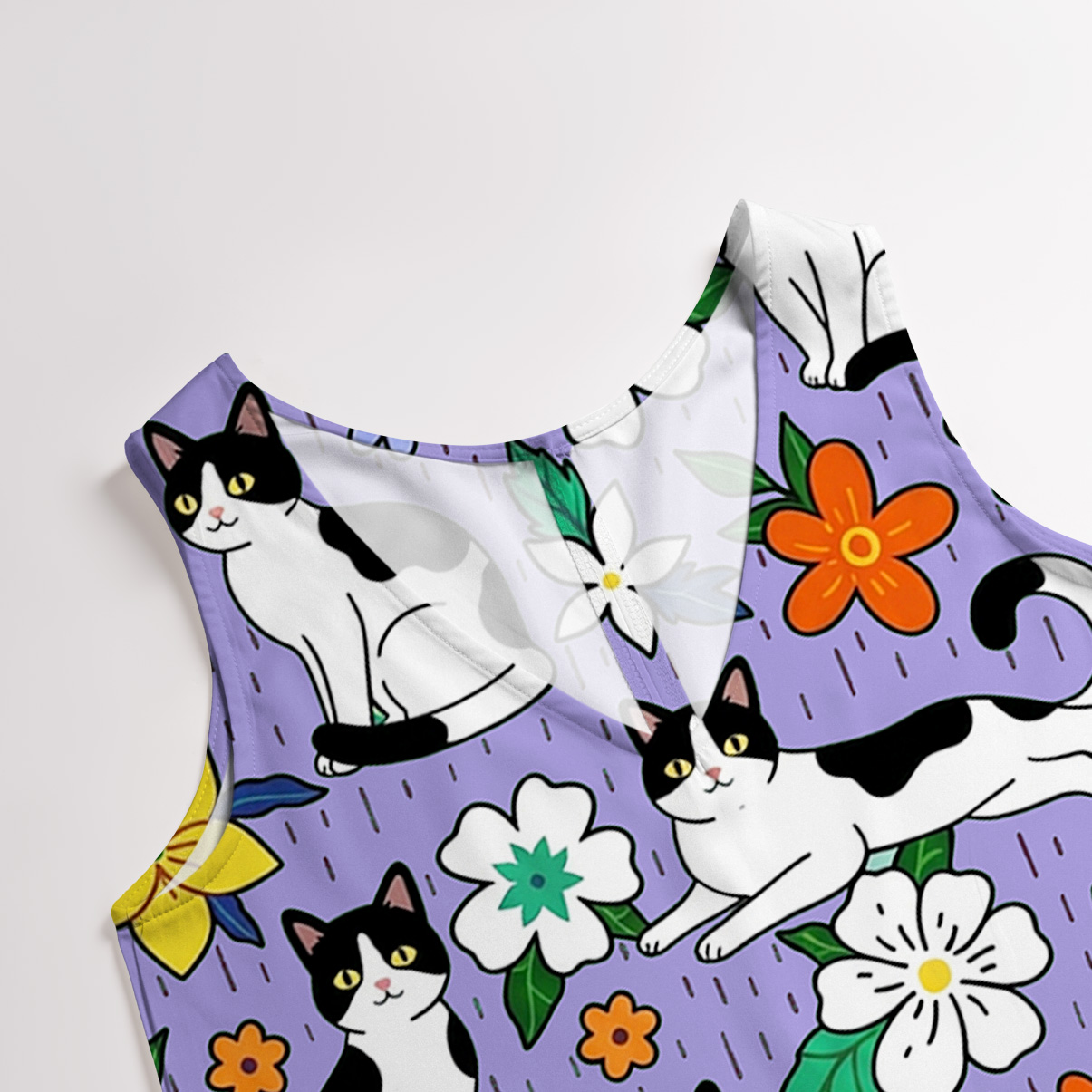 Purplehecate Enchanted Spring Whispering Cat Wide Leg Jumpsuit