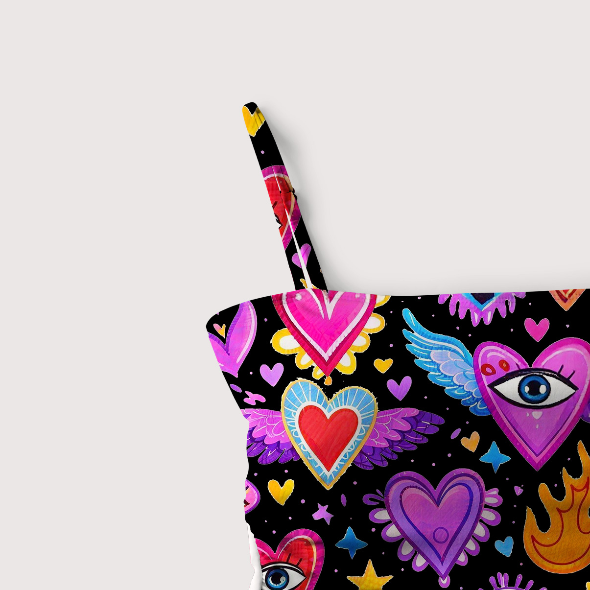 Purplehecate Mystic Heart Eye Wings Slim-Strap Swimsuit