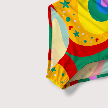 Purplehecate Dreamy Rainbow Waves Slim-Strap Swimsuit
